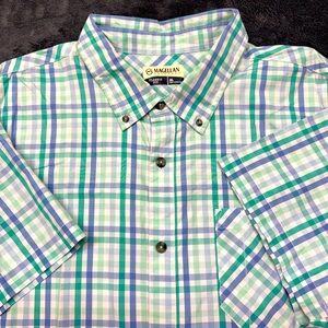 Magellan Vented Fishing Summerville Shirt XL‎ Moisture Wicking Blue Plaid